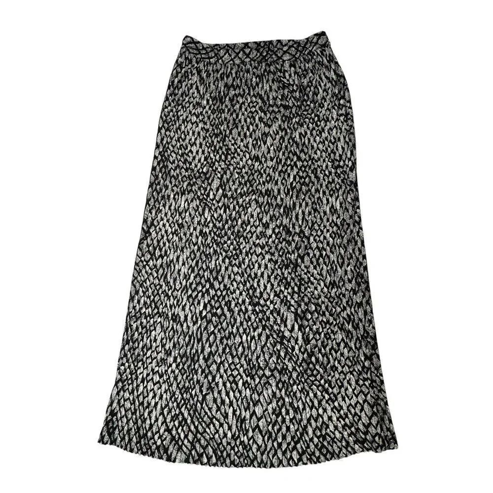 Adrienne Vittadini Sport Vintage Maxi Skirt Maxi Geometric Snake Look Plated USA